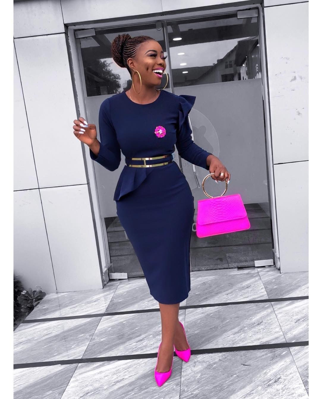 Plus Size Women's Solid Color Sexy OL Sheath Pencil Skirt African Dress