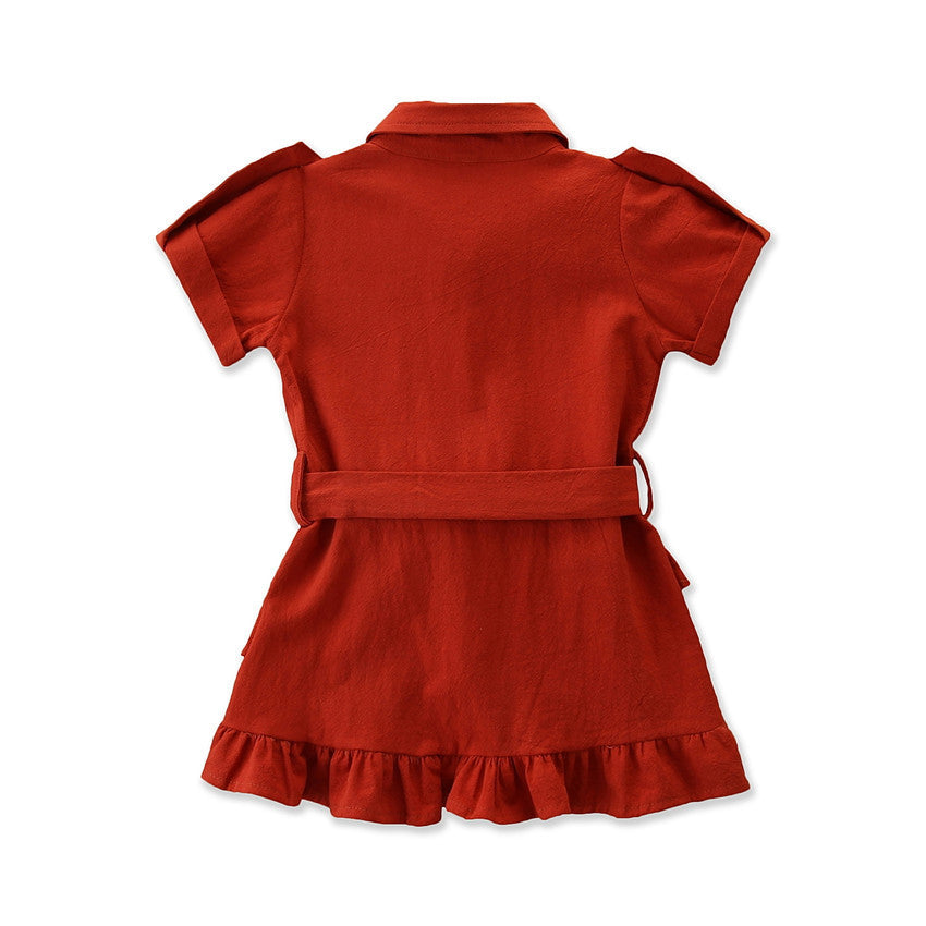 Girls' Flounce Short-sleeved Dress