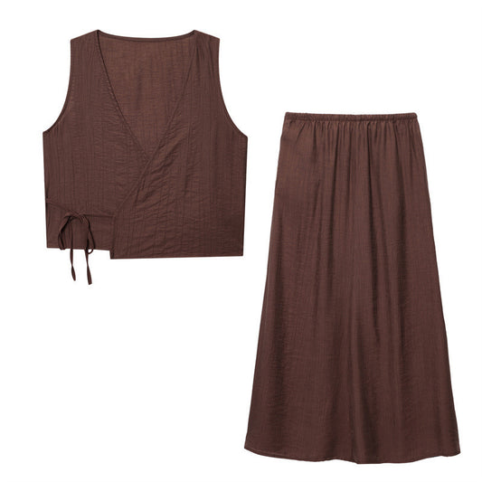 Wrinkle Effect Vest Top Midi Dress