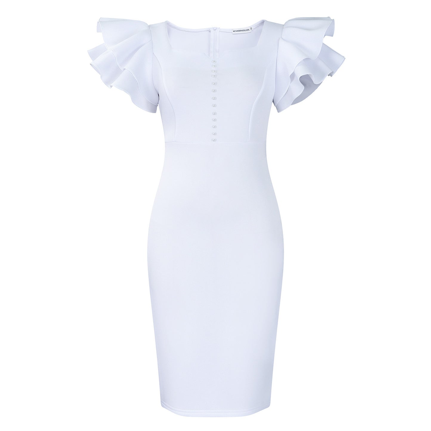 Fashion Women's Wear Beaded Ruffle Sleeve Sheath Dress