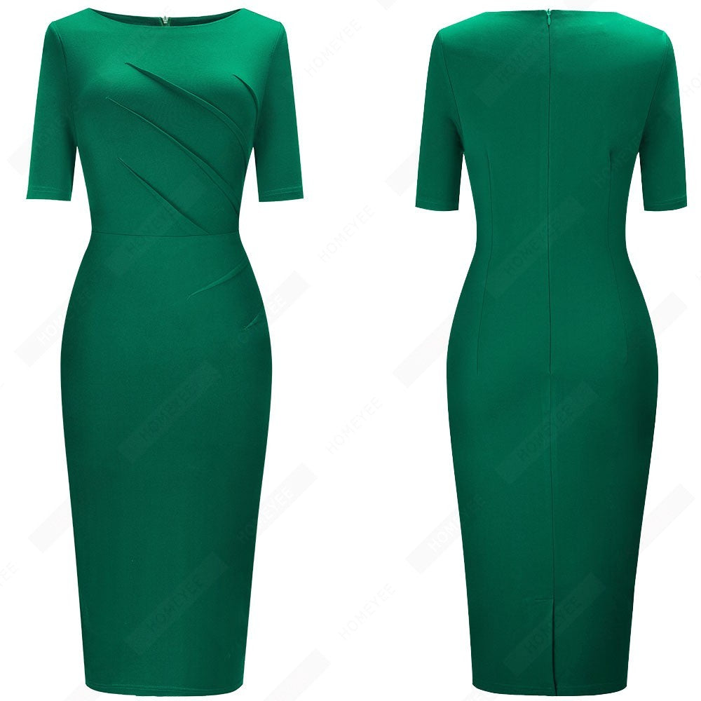 Short-Sleeved Pencil Skirt With Hips And Waist