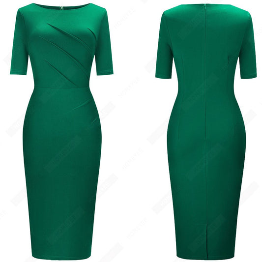 Short-Sleeved Pencil Skirt With Hips And Waist