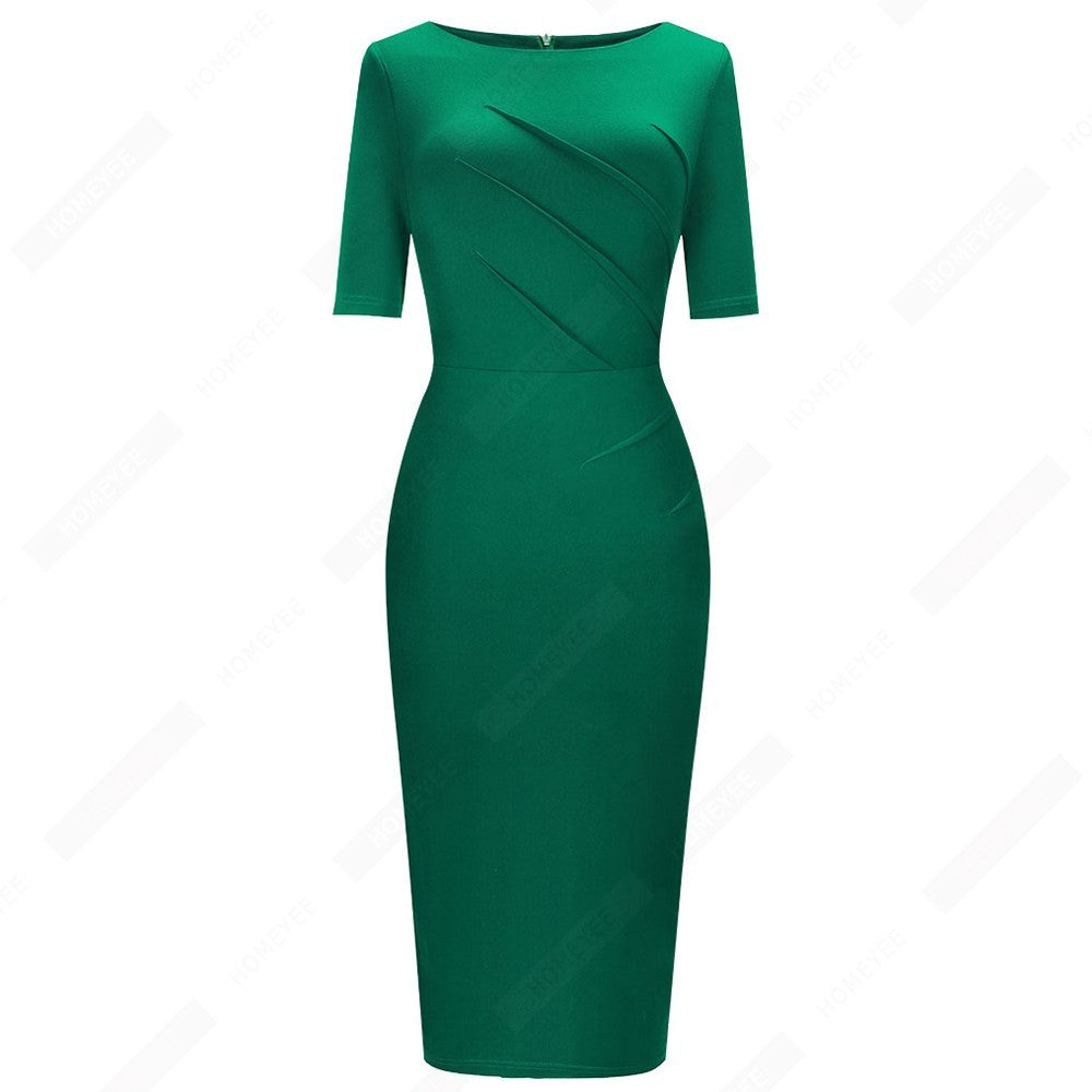 Short-Sleeved Pencil Skirt With Hips And Waist