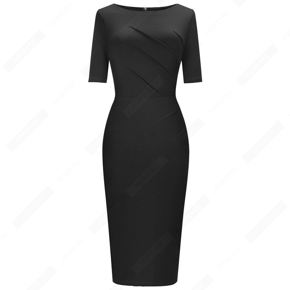 Short-Sleeved Pencil Skirt With Hips And Waist