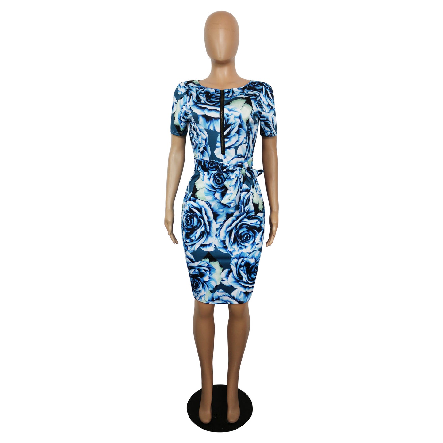 Corset Knee Length Slim Fit Short Sleeve Pencil Skirt