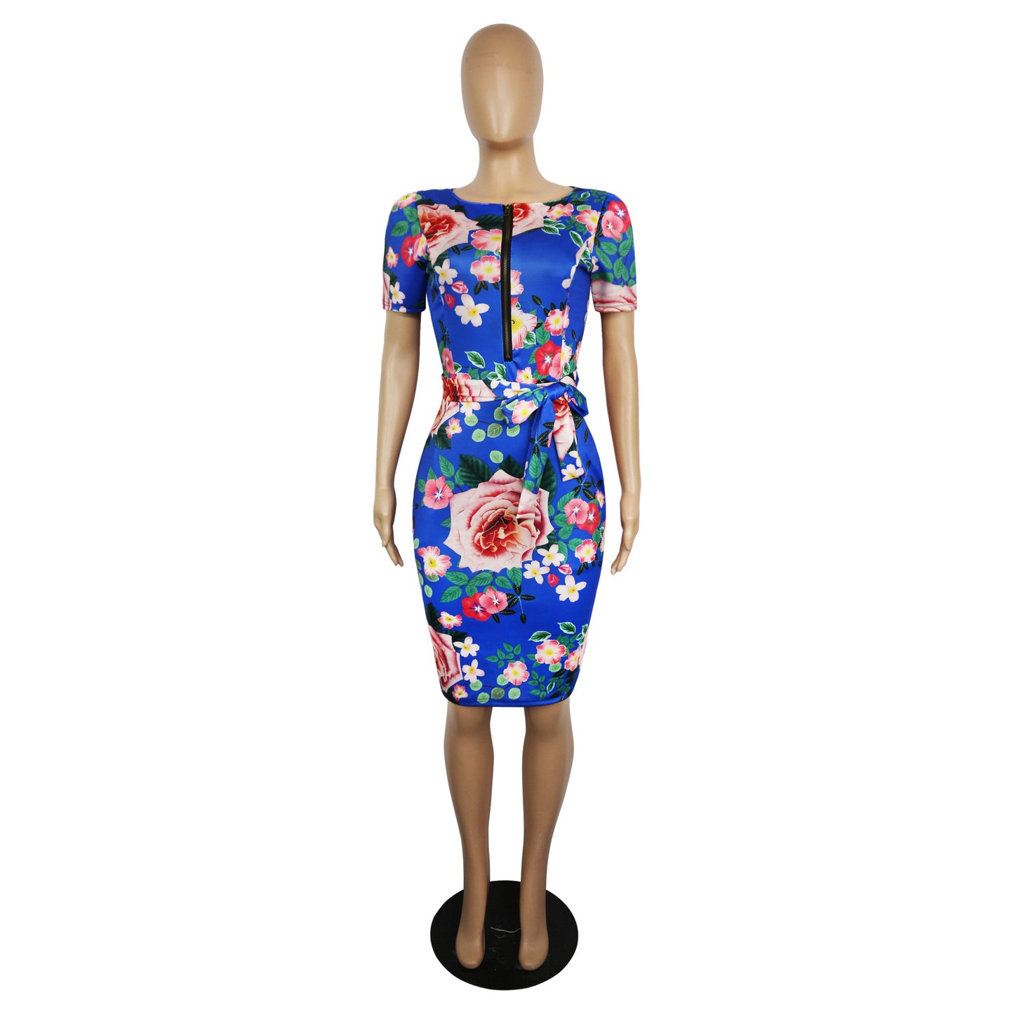 Corset Knee Length Slim Fit Short Sleeve Pencil Skirt