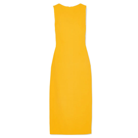 Spring And Summer New Style Back Slit Bag Hip Skirt Pencil Skirt Yellow Dress
