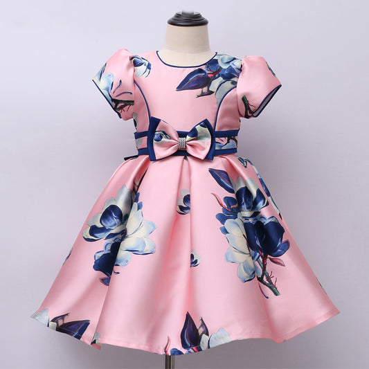 Girls' Vest Print Princess Dress Banquet