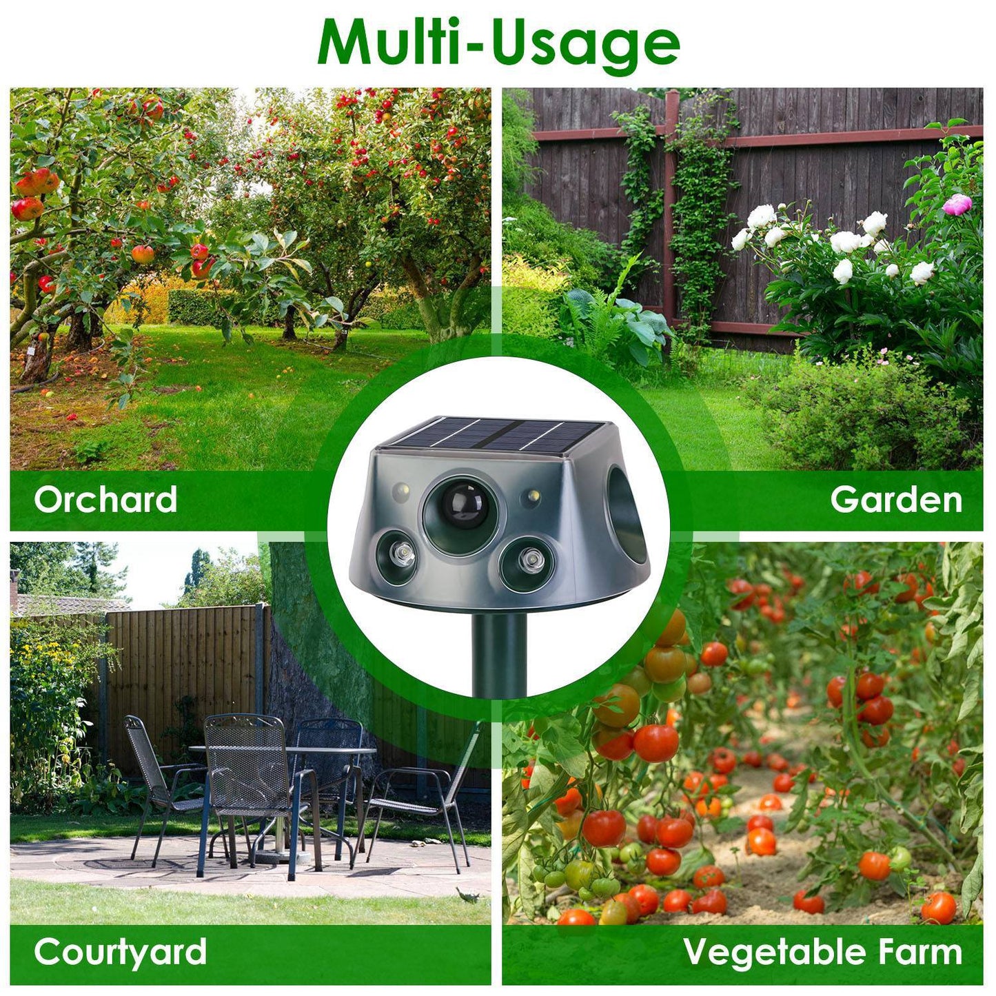 1Pc Ultrasonic Solar Animal Repeller Outdoor  Mole Snake Squirrel Repellent Waterproof With 3 Modes Motion Sensor Vibration Stake For Farm Garden Yard