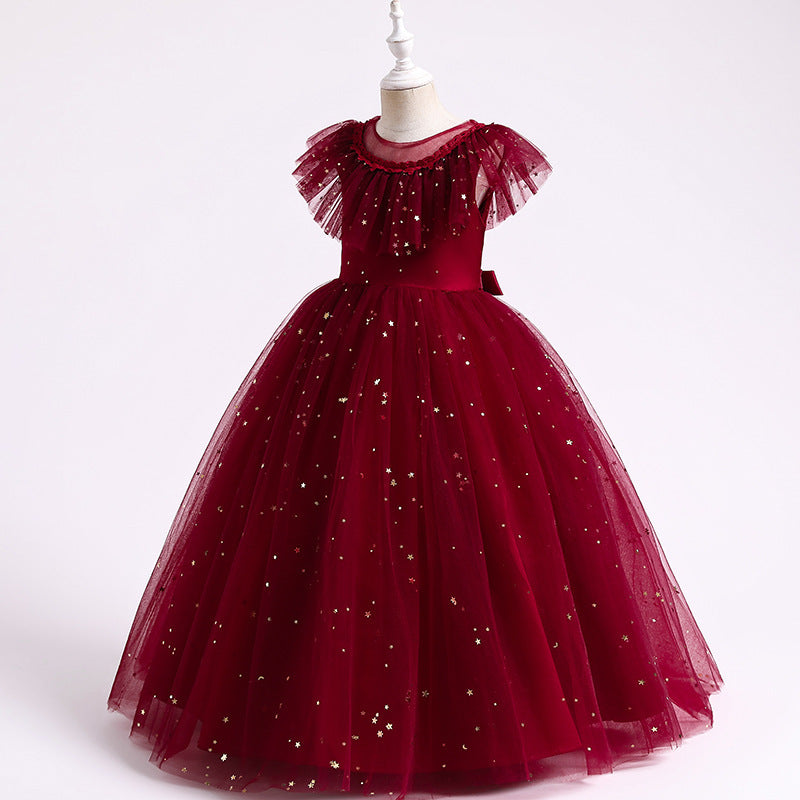 Girls' Shawl Lace Summer Wedding Sequin Dress