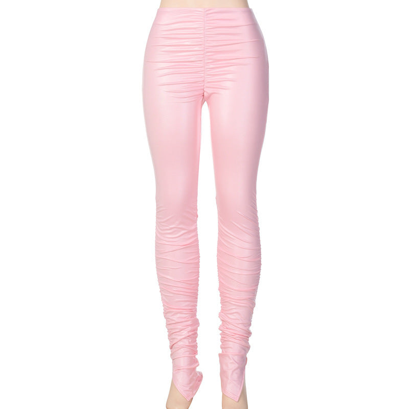 Fashion Leggings side slit pleated pencil pants