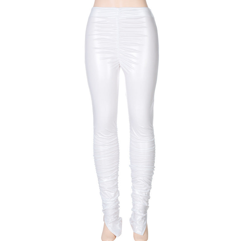 Fashion Leggings side slit pleated pencil pants