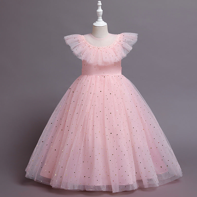 Girls' Shawl Lace Summer Wedding Sequin Dress