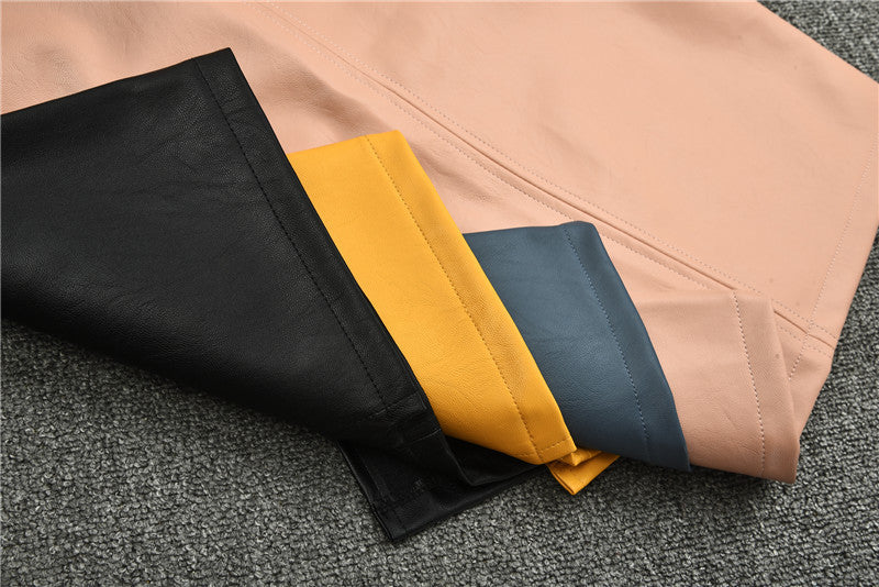 Slim leather high waist midi skirt