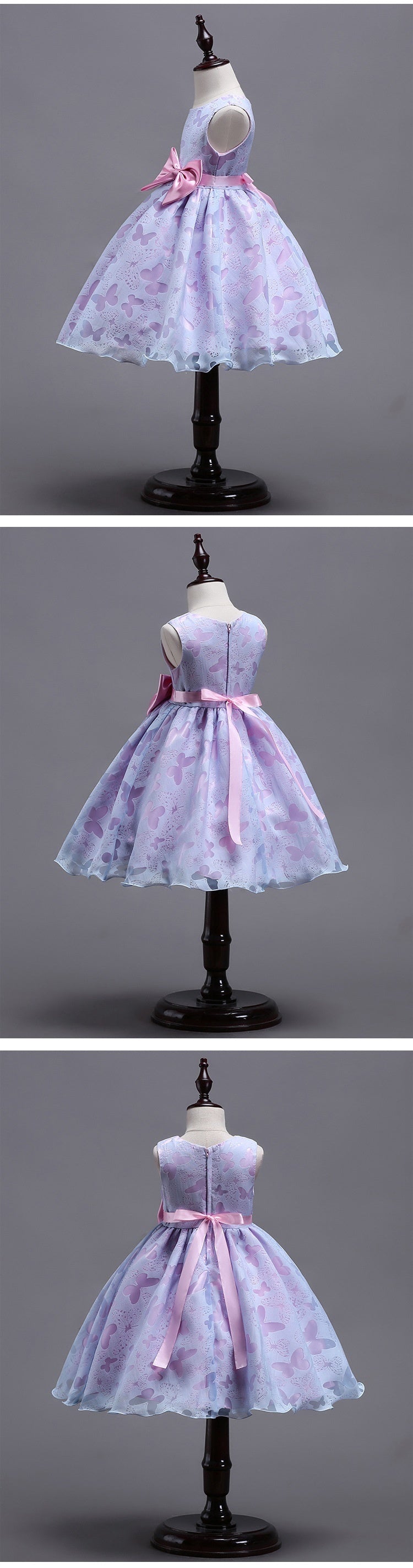 Bow Pleated Mesh Puffy Girls Dress