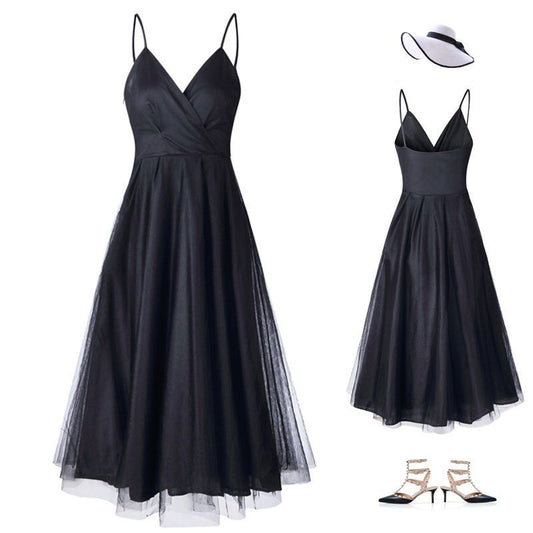 Black Midi Dress With Beautiful Back