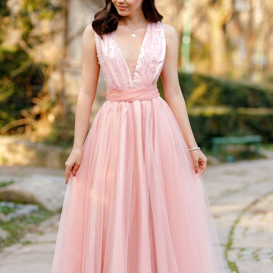 Dunhuang V-neck Sleeveless Dress Slim Fit