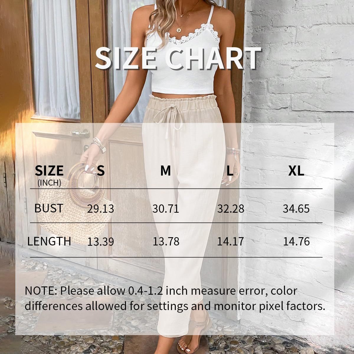 Women's Summer 2-Piece Outfit Sleeveless Lace Vest Top And Casual Elastic Waist Pants