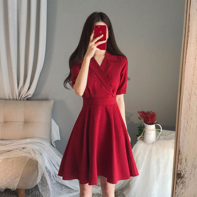 Western Style Solid Color Dress For Plump Girls