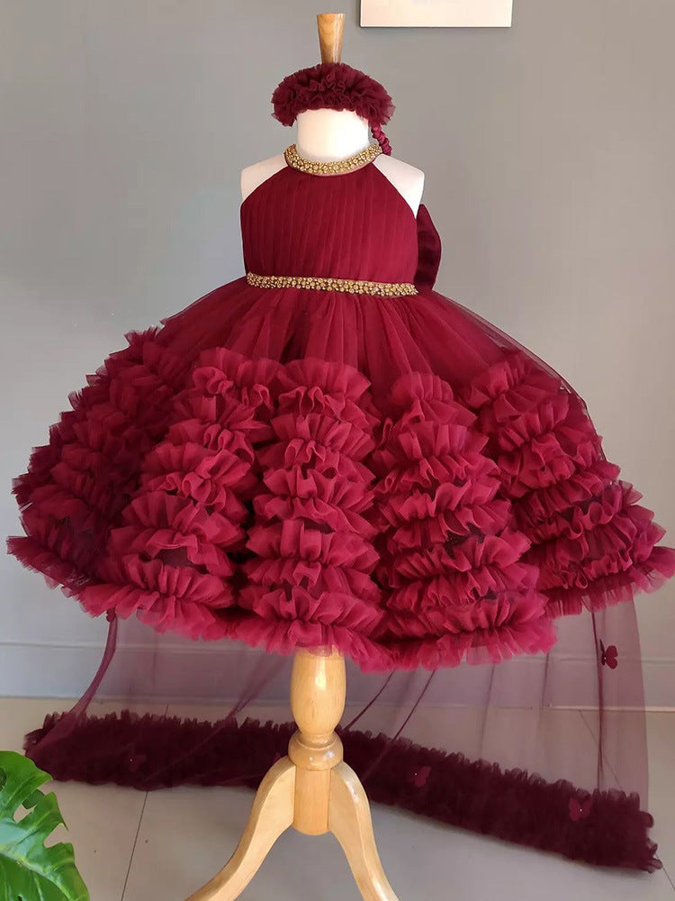 Girls Flower Dress Sweet Fluffy Performance Dress
