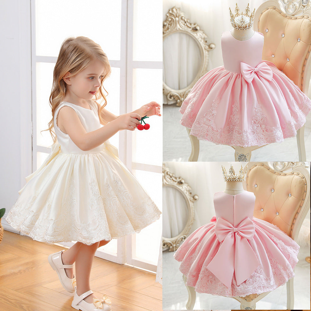 Girls Fashion Short Personalized Bow Dress