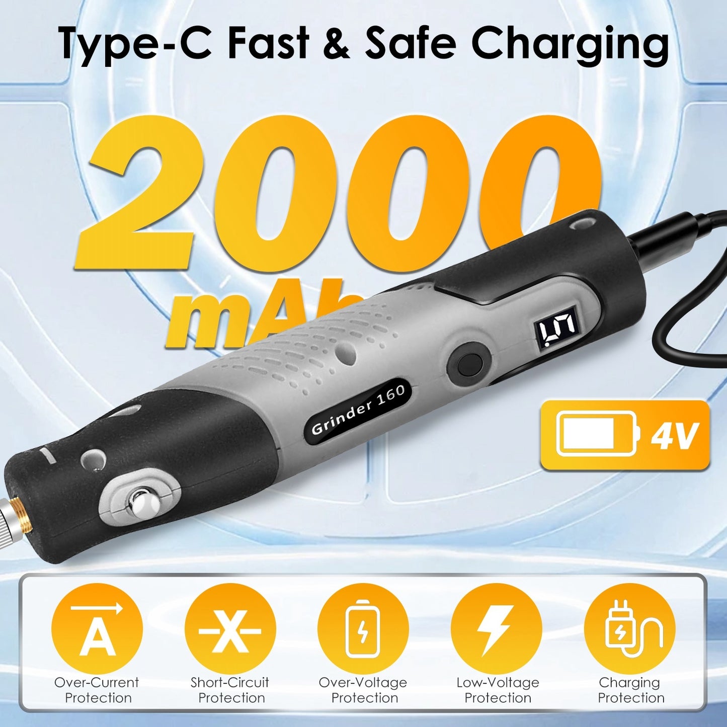 Set Of 116Pcs 4V Cordless Rotary Tool Kit Power Rotary Tools With 5 Speeds 2000mAh Rechargeable Battery For Sanding Polishing Drilling Engraving Cutting Grinding