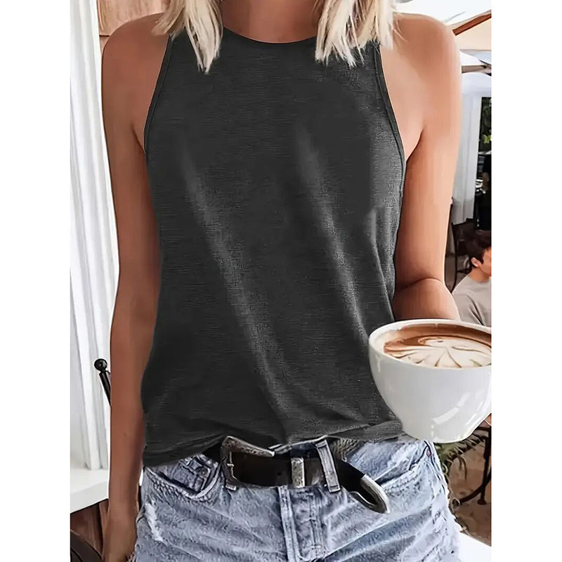 2pcs Women's Summer Casual Tank Tops - Breathable Sleeveless Crew Neck Solid Color
