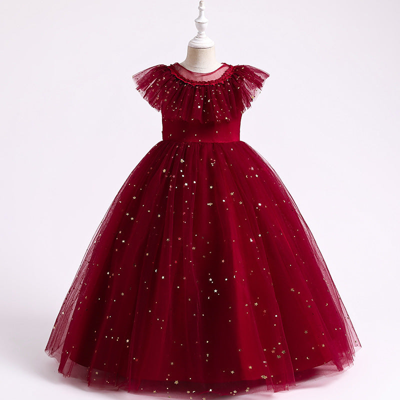 Girls' Shawl Lace Summer Wedding Sequin Dress