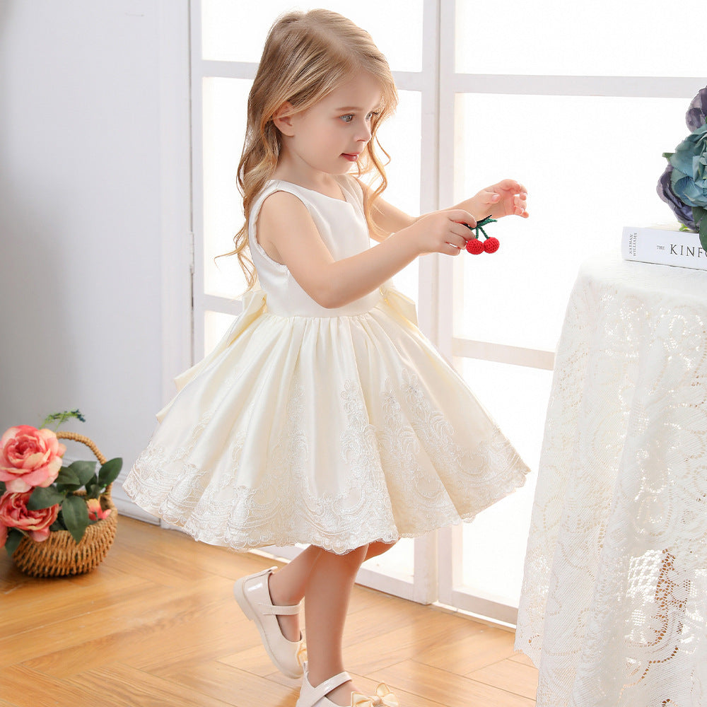 Girls Fashion Short Personalized Bow Dress
