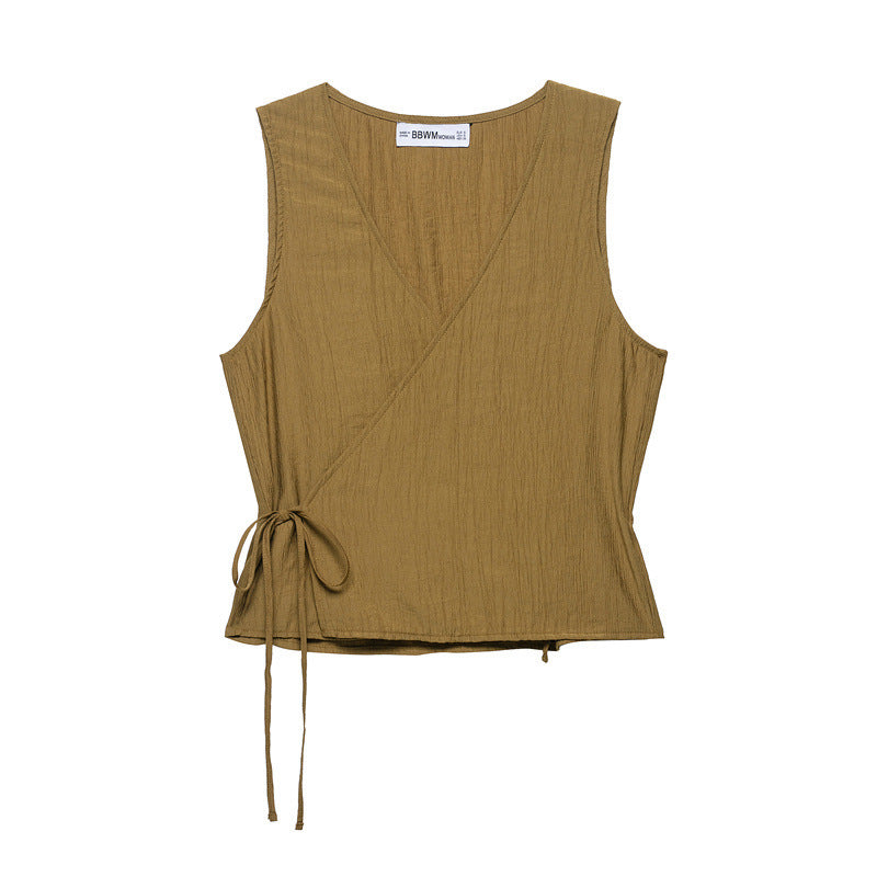 Wrinkle Effect Vest Top Midi Dress