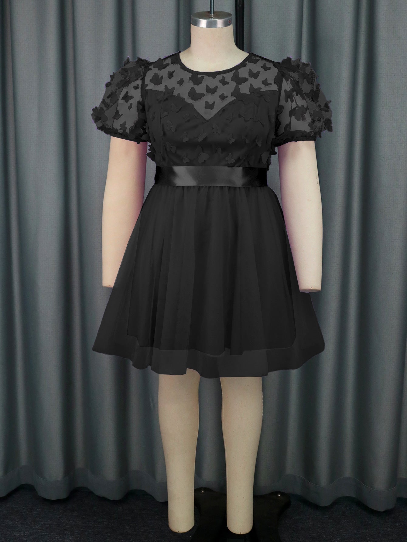 Three-dimensional Butterfly Gauzy Gown Short Sleeve Cute Lady Dress