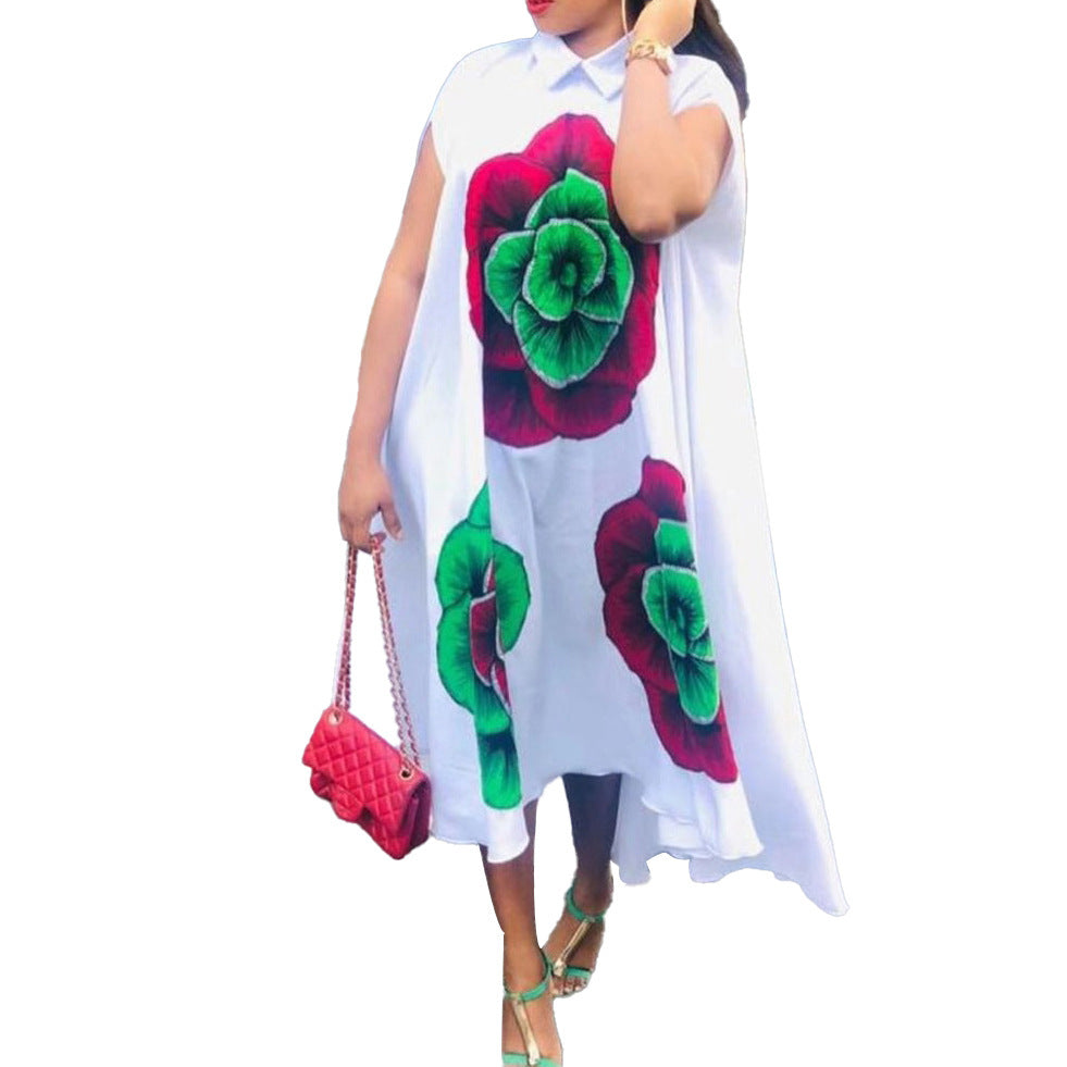 Women's Elegant Loose Printed Midi Dress