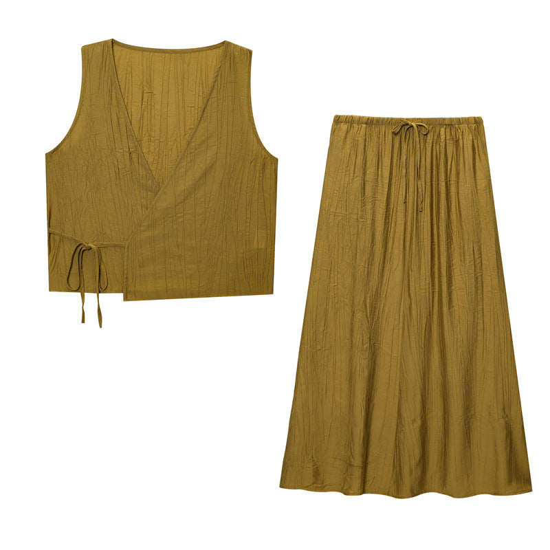 Wrinkle Effect Vest Top Midi Dress