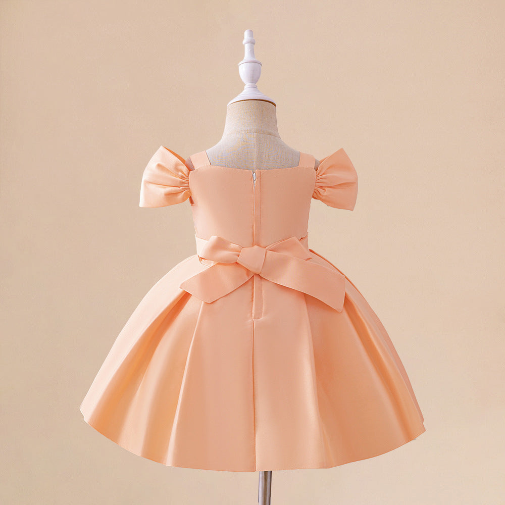 Girls Birthday Party Sequined Suspender Forged Cloth Dress