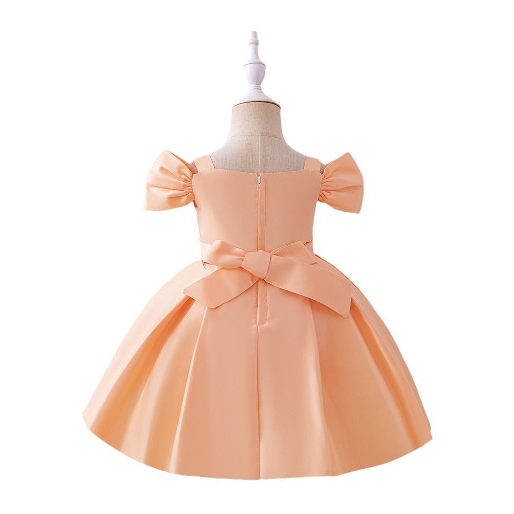 Girls Birthday Party Sequined Suspender Forged Cloth Dress