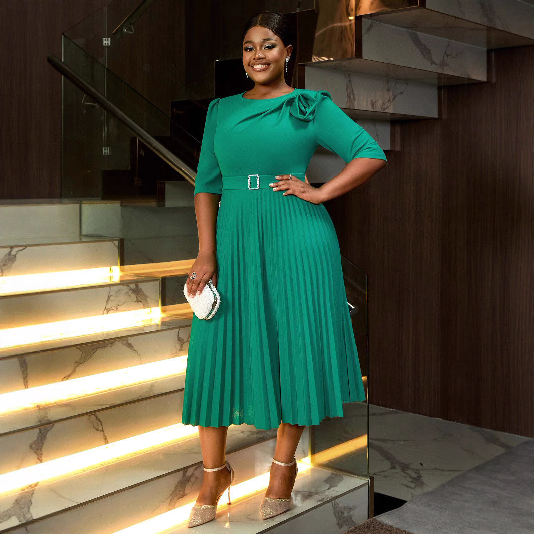 High Waist Fashion Slimming Pleated Dress