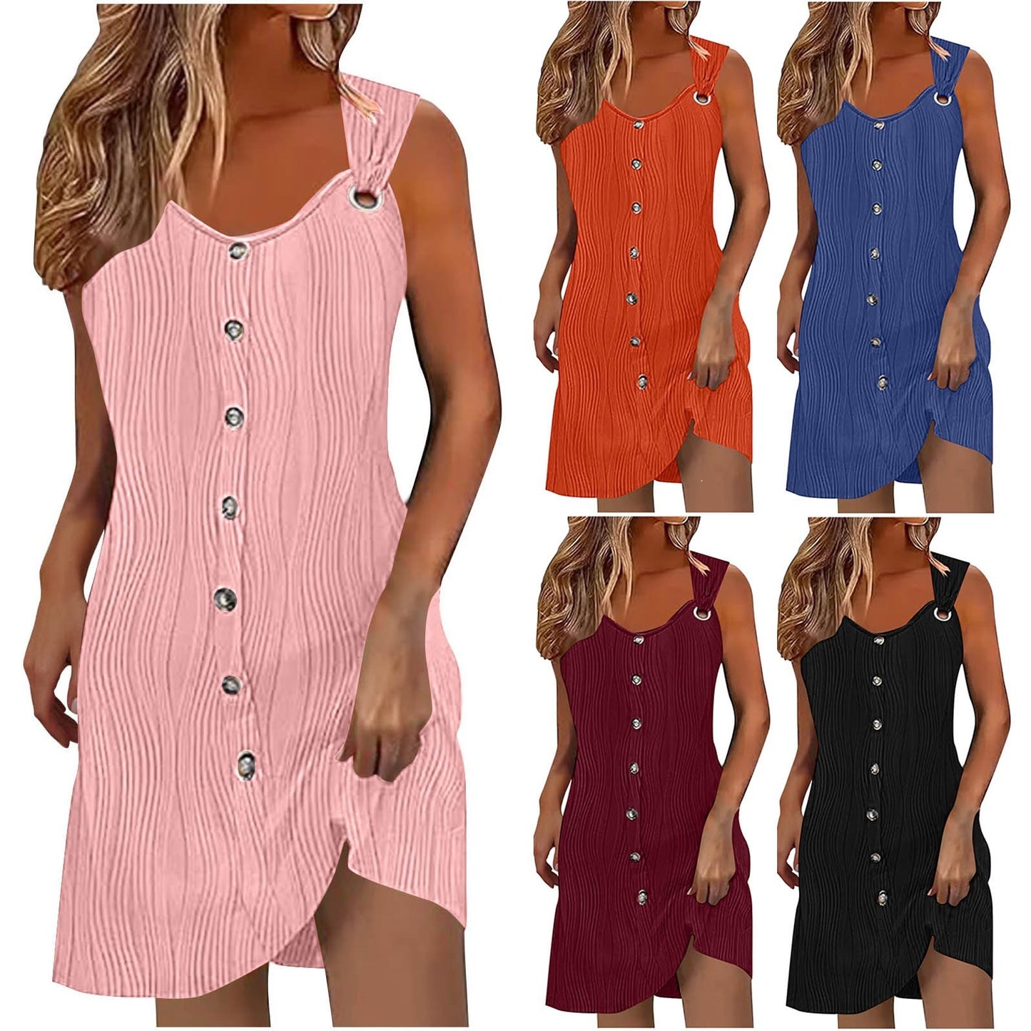 Summer European And American Sling Slim Knit Dress