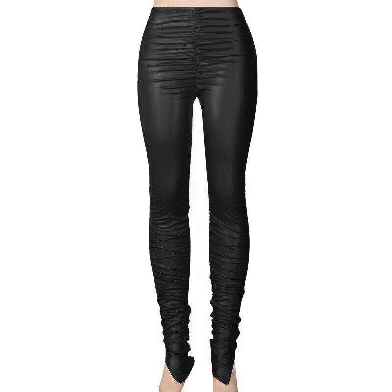 Fashion Leggings side slit pleated pencil pants