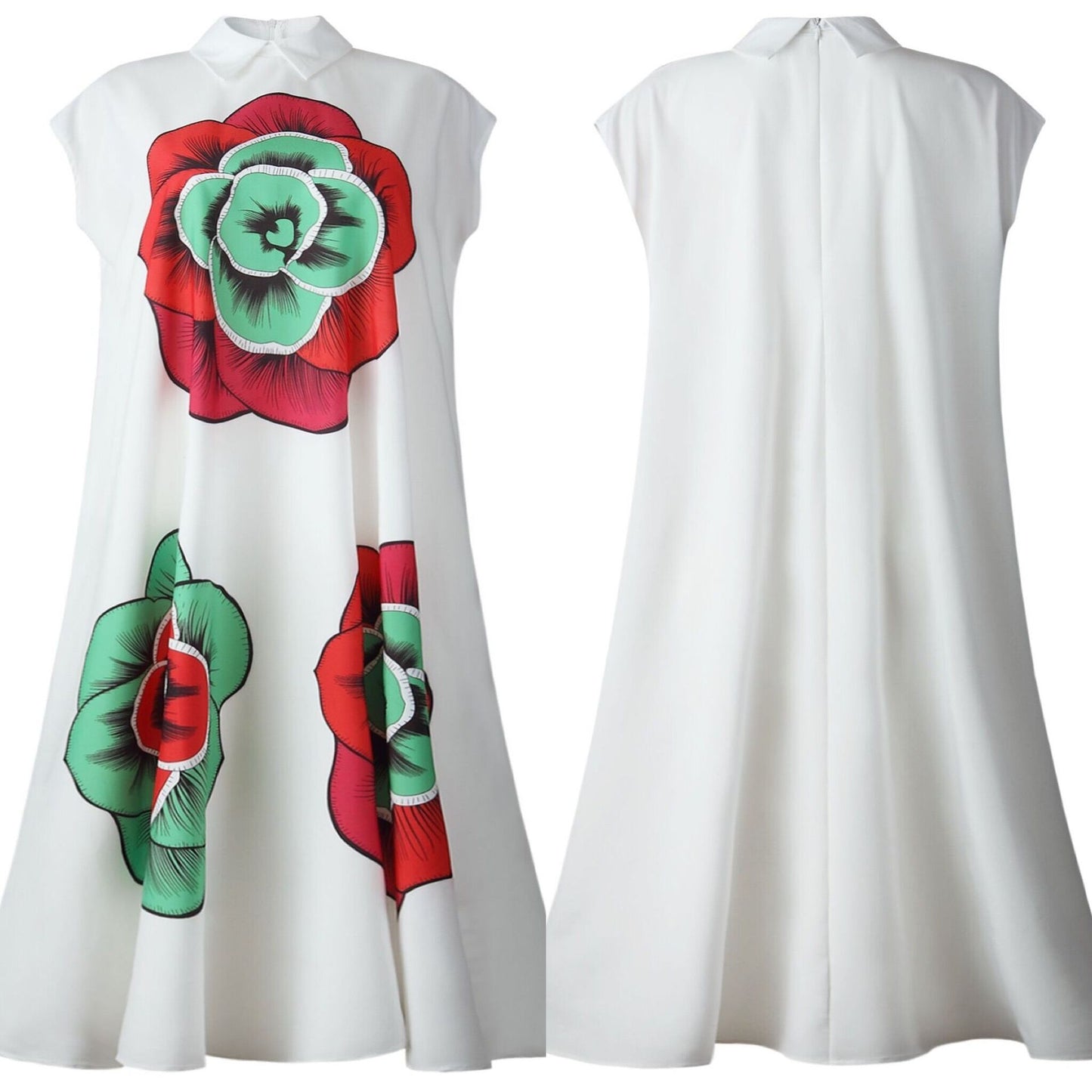Women's Elegant Loose Printed Midi Dress