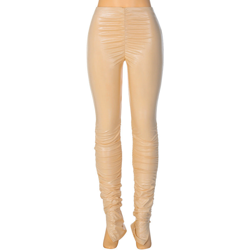 Fashion Leggings side slit pleated pencil pants