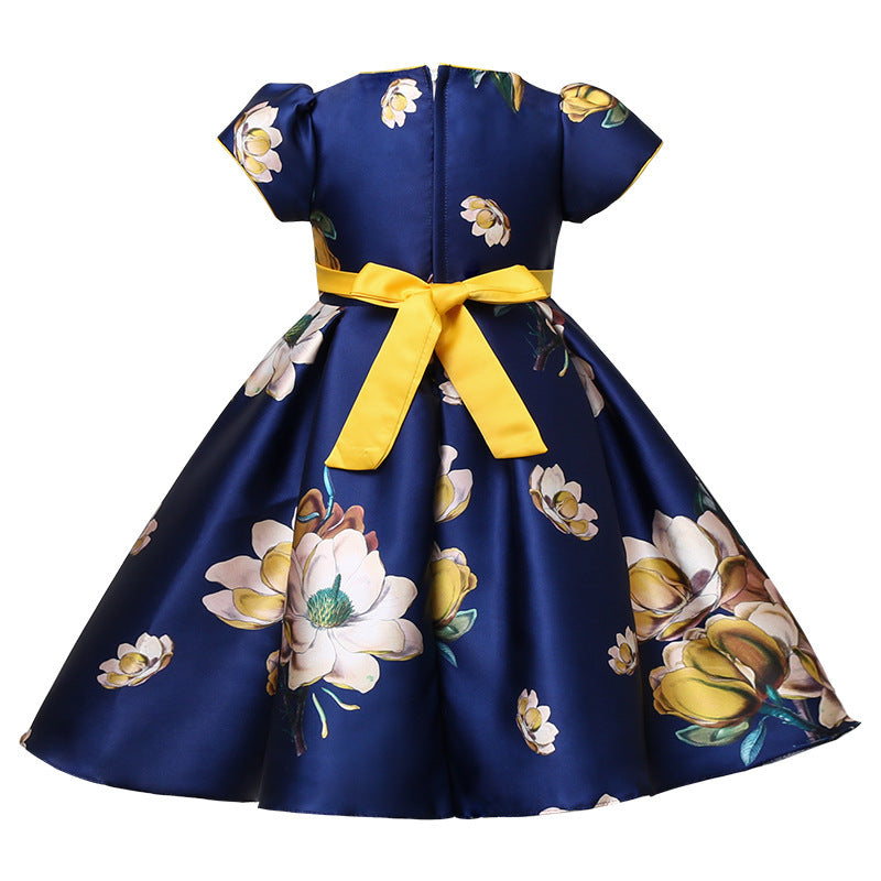 Girls' Vest Print Princess Dress Banquet