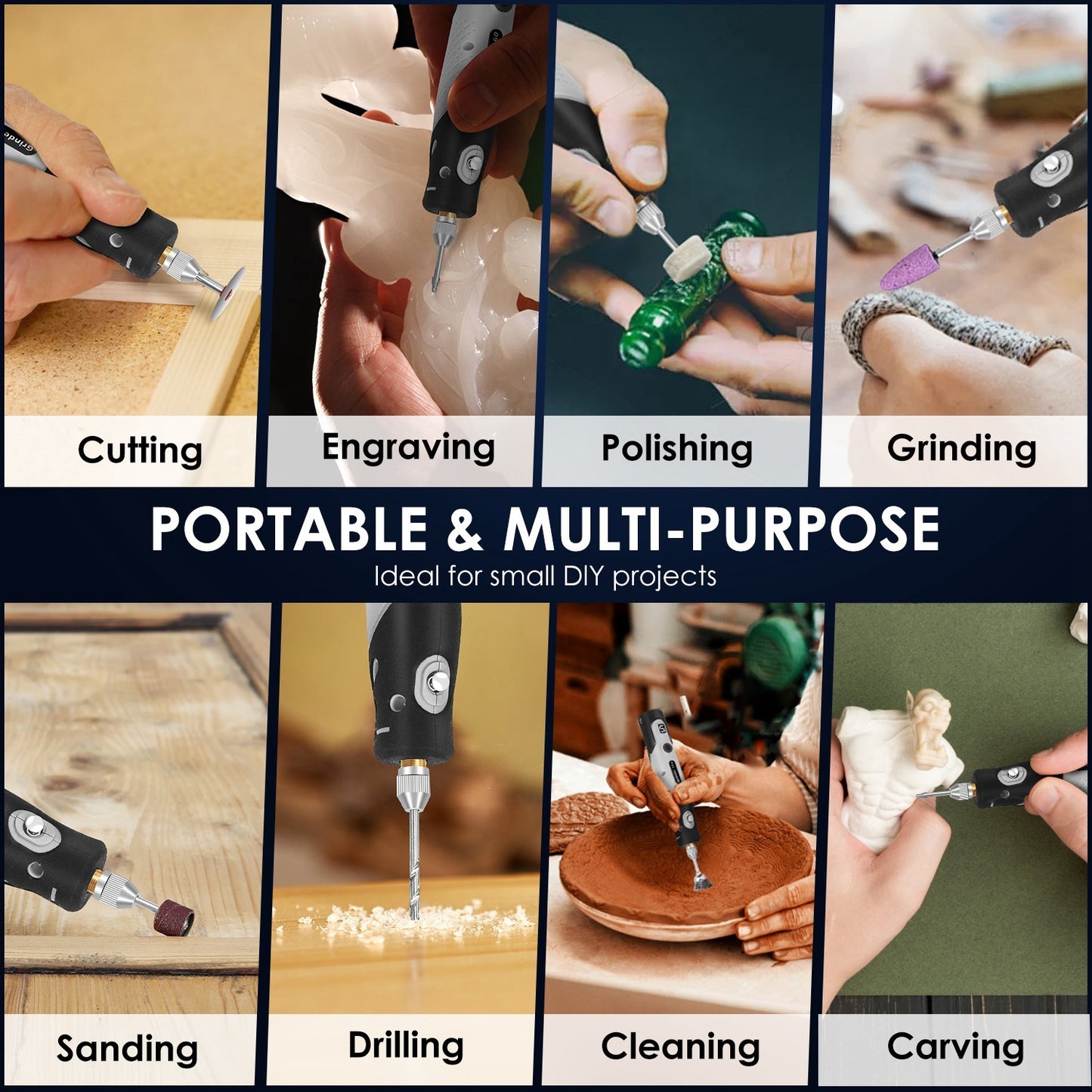 Set Of 116Pcs 4V Cordless Rotary Tool Kit Power Rotary Tools With 5 Speeds 2000mAh Rechargeable Battery For Sanding Polishing Drilling Engraving Cutting Grinding