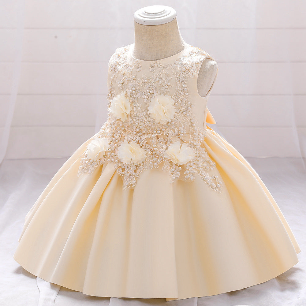 New Babies' Dress Girls Applique Beaded Children Princess Dress