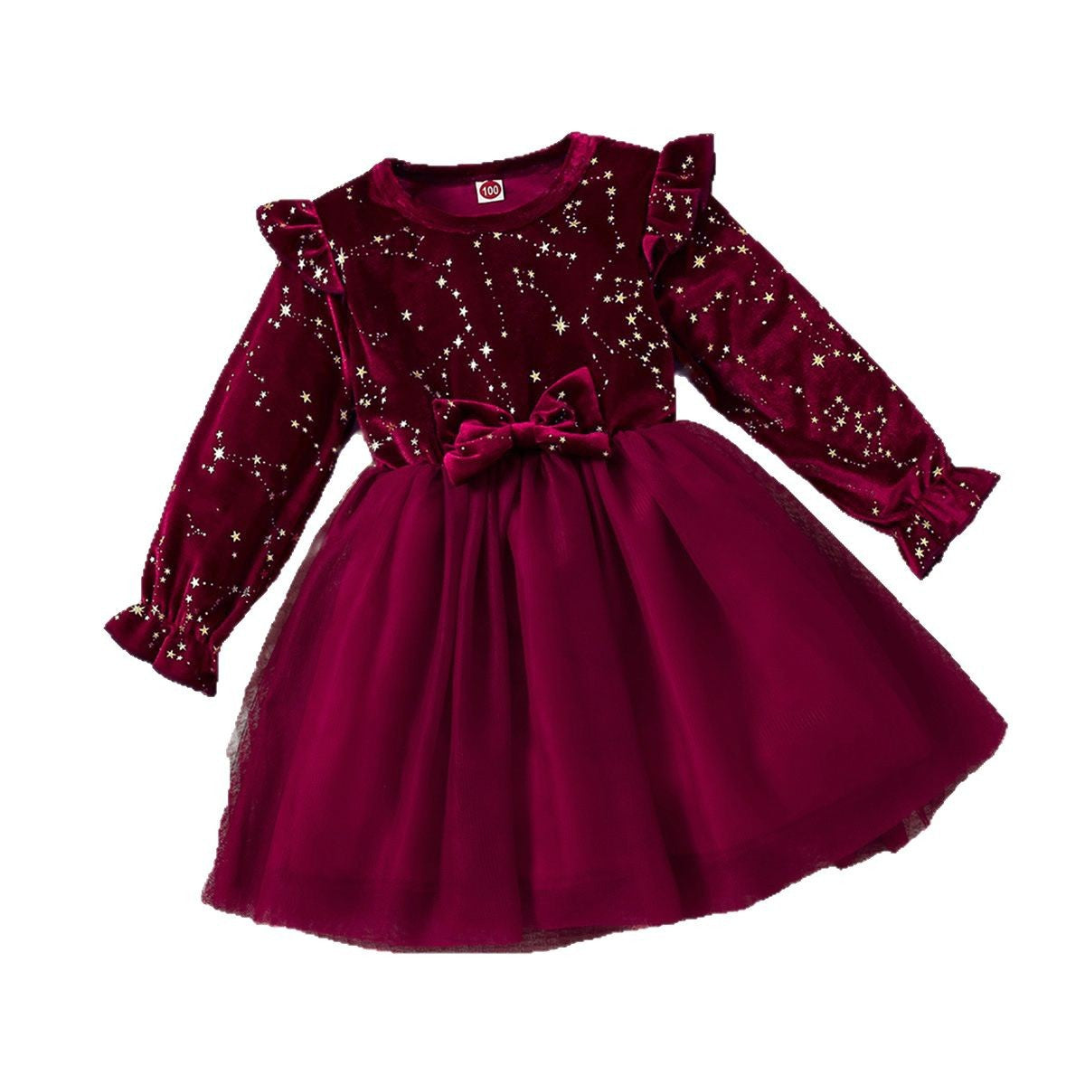 Western Style Children's Princess Dress XINGX Printed Velvet Skirt