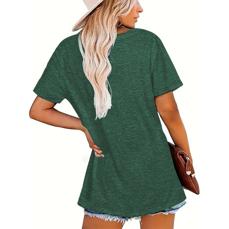 Women's Leaf Vein Print T-Shirt Nature Style Casual Short Sleeve Crew Neck Summer Top