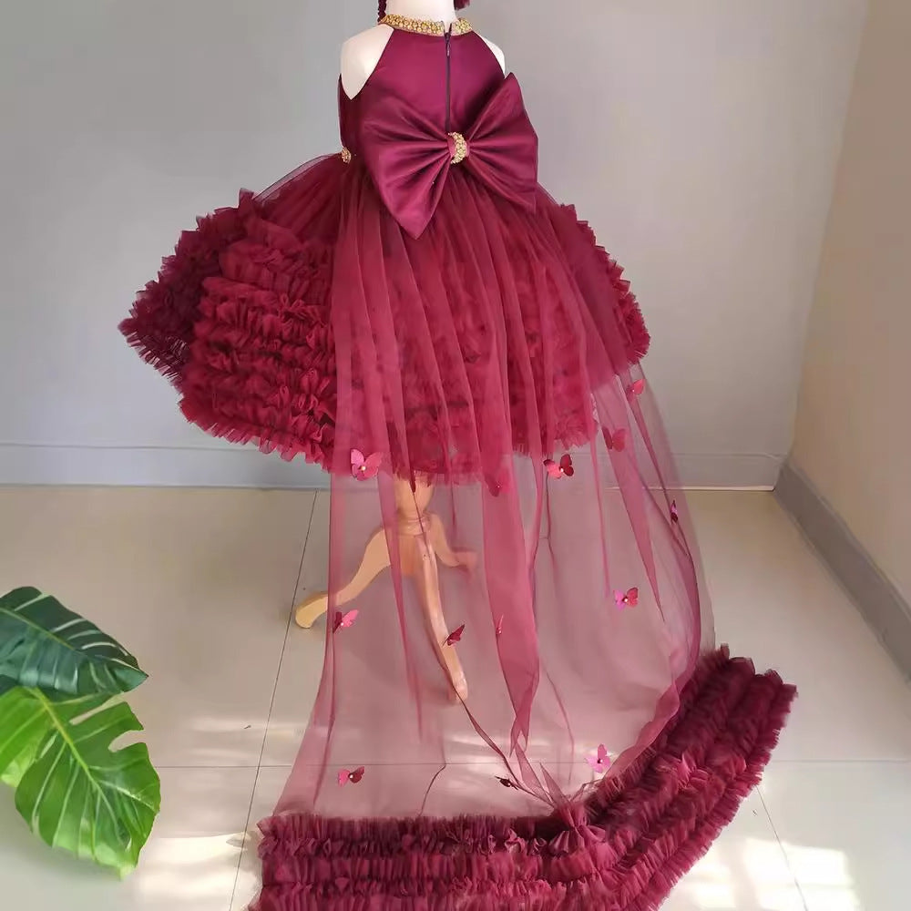 Girls Flower Dress Sweet Fluffy Performance Dress