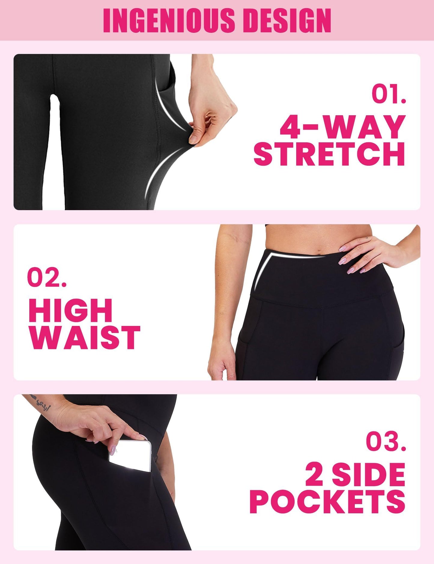 Yoga Pants - Cropped High-waisted Diagonal Pockets 3 Polyester Double Grinding Black, Polyester Double Grinding Burgundy, Polyester Double Grinding Numbing Skin