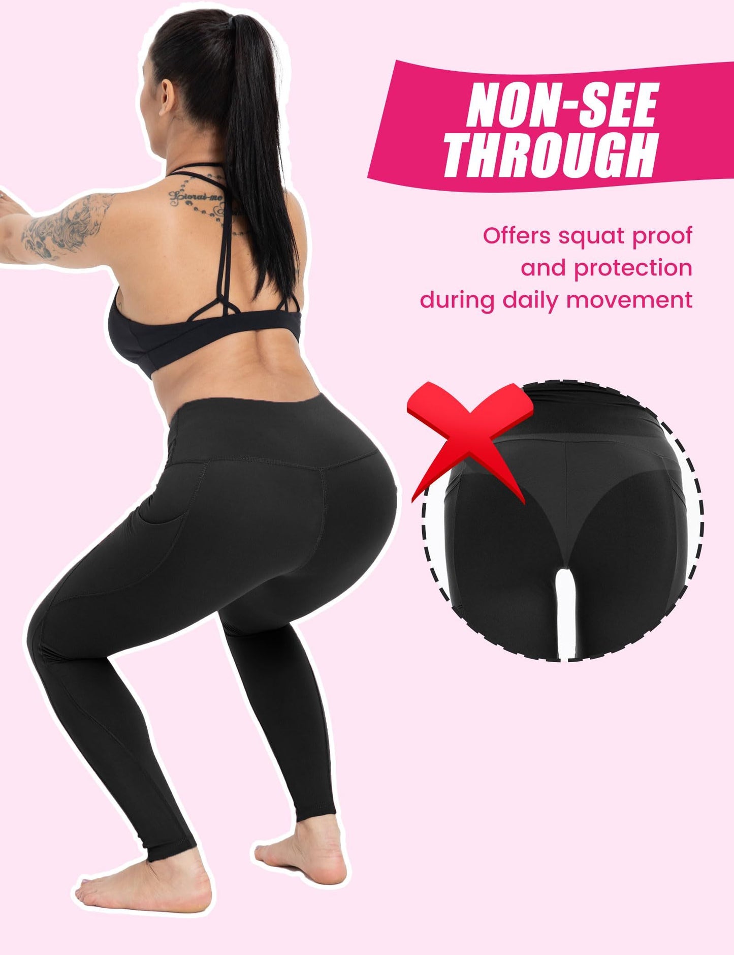 Yoga Pants - Cropped High-waisted Diagonal Pockets 3 Polyester Double Grinding Black, Polyester Double Grinding Burgundy, Polyester Double Grinding Numbing Skin