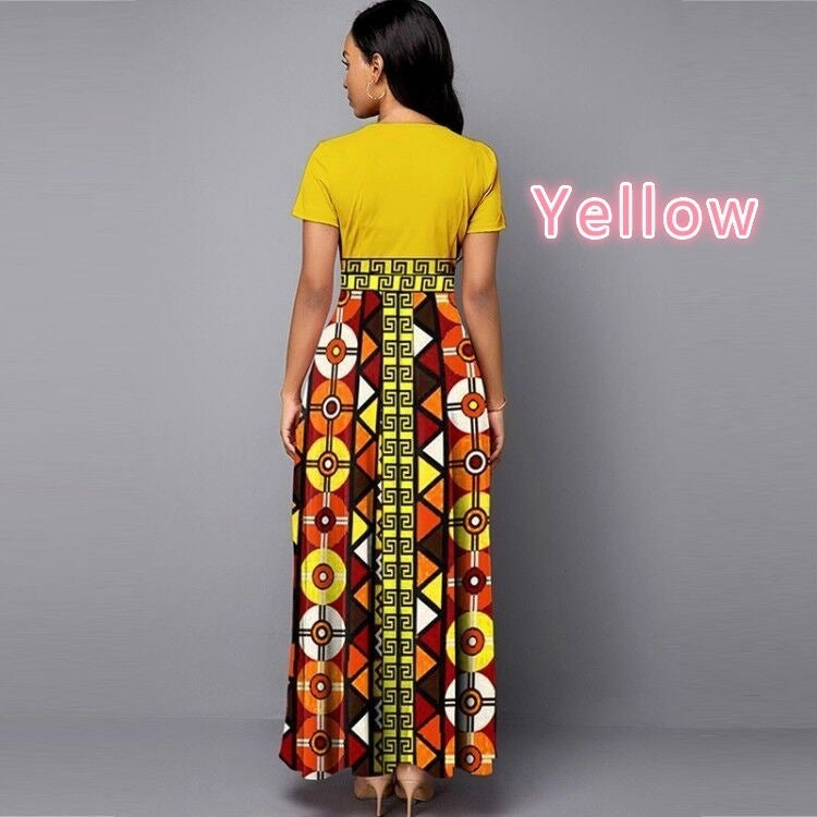 Women Large Length Dress Short Sleeved