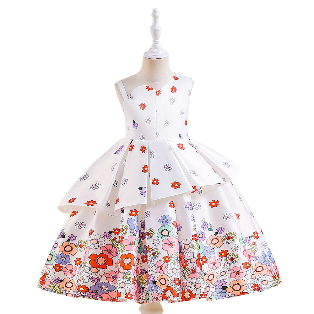 Girls Fashion Casual Flower Print Dress